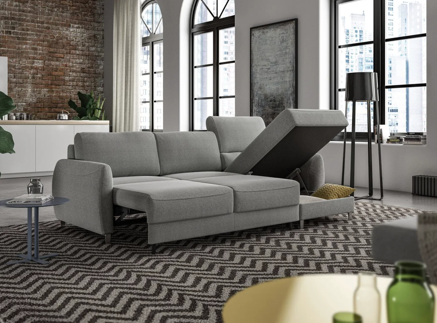 Delta kampinė sofa-lova, suomiškas dizainas, MABAS